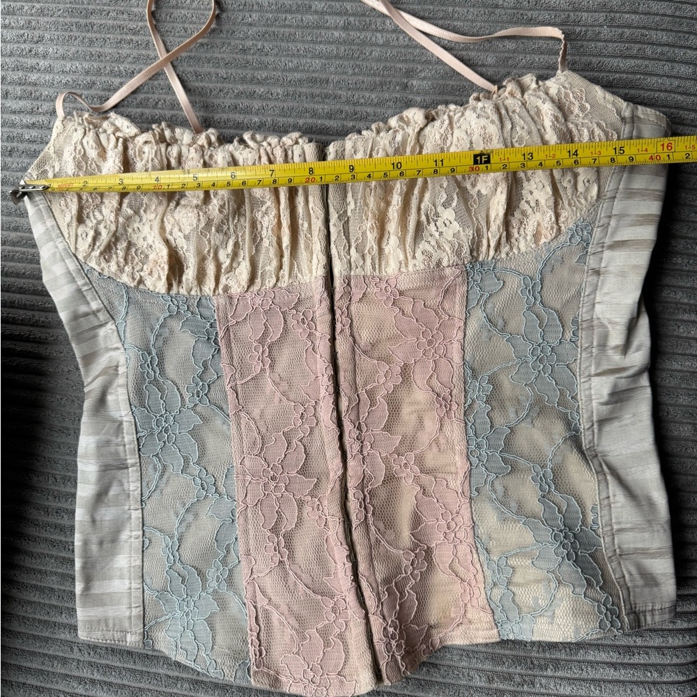 Casadie Y2K vintage corset lace top blue cream Pink - Picture 8 of 14